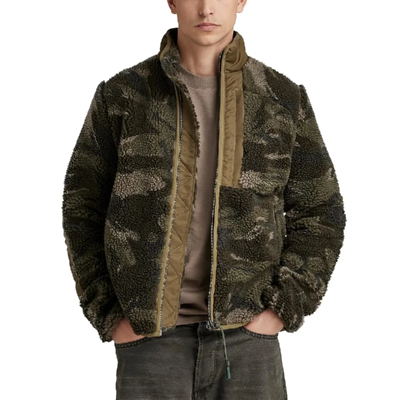 men's double-breasted jackets -Raw Mens Cold Weather Camoulage Fleece Jacket