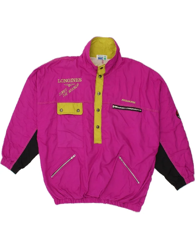 men's bomber jackets -ROSSIGNOL Mens Pullover Bomber Jacket XL Pink Colourblock Polyamide