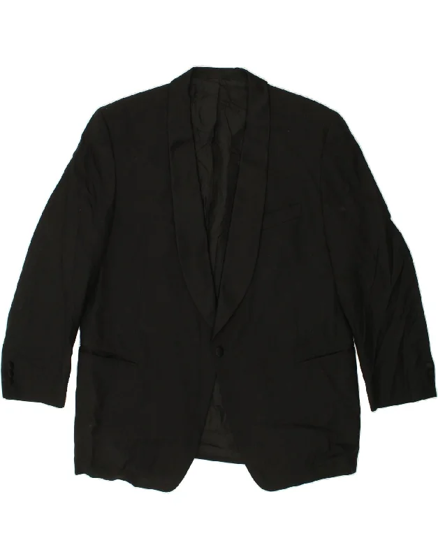 men's formal jackets -ROY ROBSON Mens 1 Button Blazer Jacket UK 42 XL Black Wool