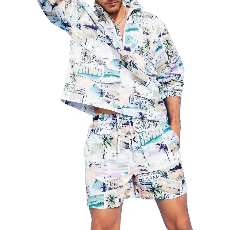 men's wool-blend trench coats -Royalty By Maluma Mens Relaxed Fit Printed Soft Shell Jacket