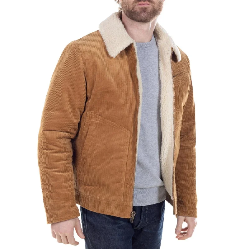 men's fleece-lined jackets -Schott NYC Mens Corduroy Collared Trucker Jacket