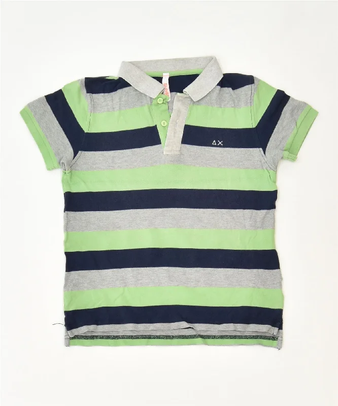 trendy polo shirts for men -SUN68 Boys Polo Shirt 7-8 Years Multicoloured Striped Cotton Classic