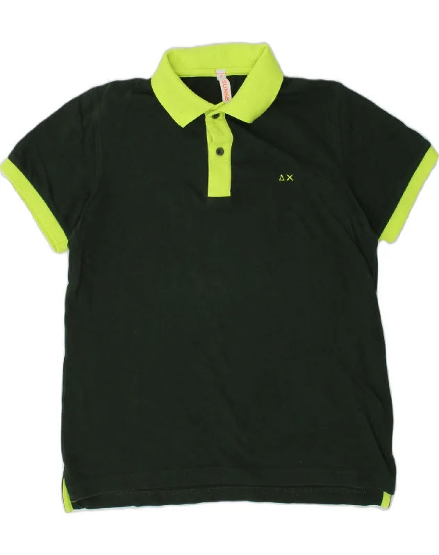 men's luxury cotton polo shirts -SUN68 Boys Polo Shirt 9-10 Years Green Cotton