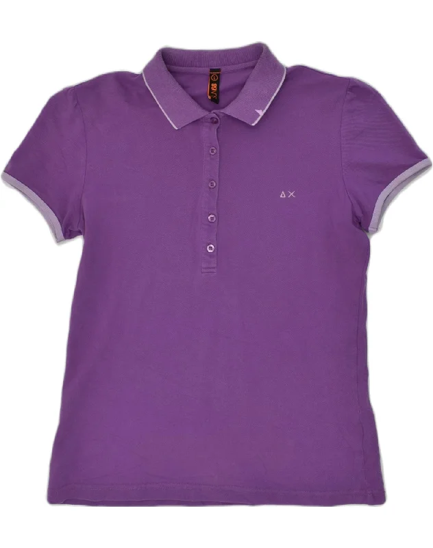 men's golf-style polo shirts -SUN68 Girls Polo Shirt 12-13 Years Large Purple Cotton