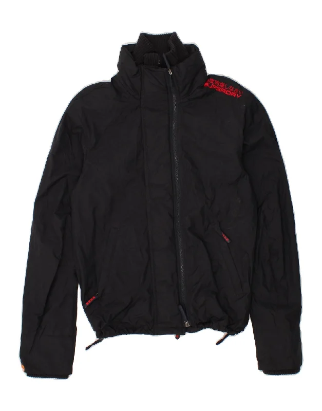 men's fleece-lined zip-up jackets -SUPERDRY Mens Windbreaker Jacket UK 36 Small Black Nylon