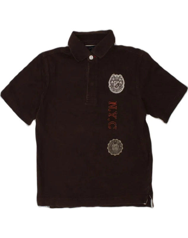 polo shirts for business casual wear -TOMMY HILFIGER Boys Graphic Polo Shirt 6-7 Years Black Cotton