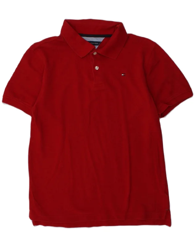 men's golf polo shirts with collars -TOMMY HILFIGER Boys Polo Shirt 15-16 Years Large  Red Cotton