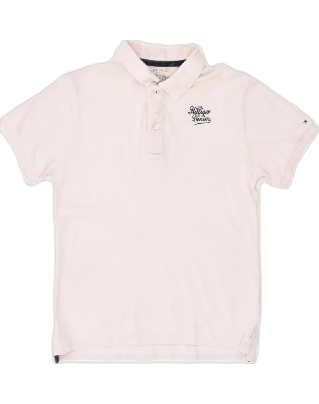 men's athletic polo shirts -TOMMY HILFIGER Boys Polo Shirt 15-16 Years Pink Cotton