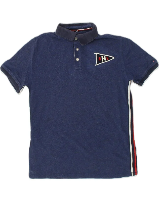 men's athletic polo shirts -TOMMY HILFIGER Boys Polo Shirt 15-16 Years XL Navy Blue Cotton