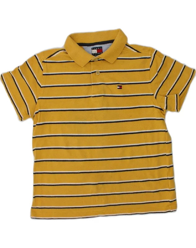 men's vintage polo shirts -TOMMY HILFIGER Boys Polo Shirt 5-6 Years Yellow Striped Cotton