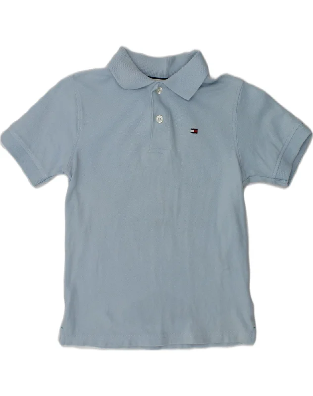 men's athletic fit polo shirts -TOMMY HILFIGER Boys Polo Shirt 6-7 Years Blue Cotton