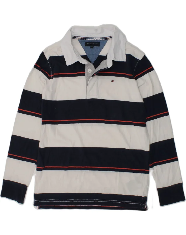 men's slim-fit polo shirts -TOMMY HILFIGER Girls Long Sleeve Rugby Polo Shirt 9-10 Years Navy Blue