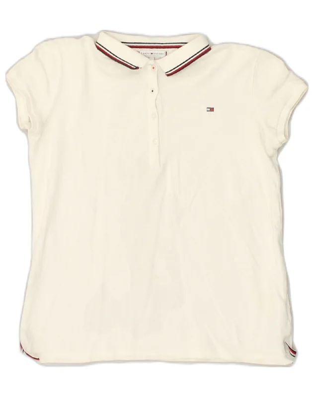 embroidered logo polo shirts for men -TOMMY HILFIGER Girls Polo Shirt 13-14 Years White Cotton