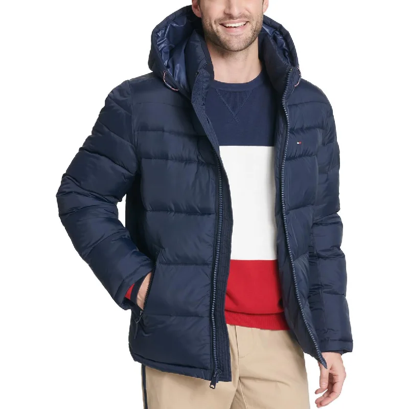 men's sport jackets -Tommy Hilfiger Mens Big & Tall Insulated Hooded Puffer Jacket