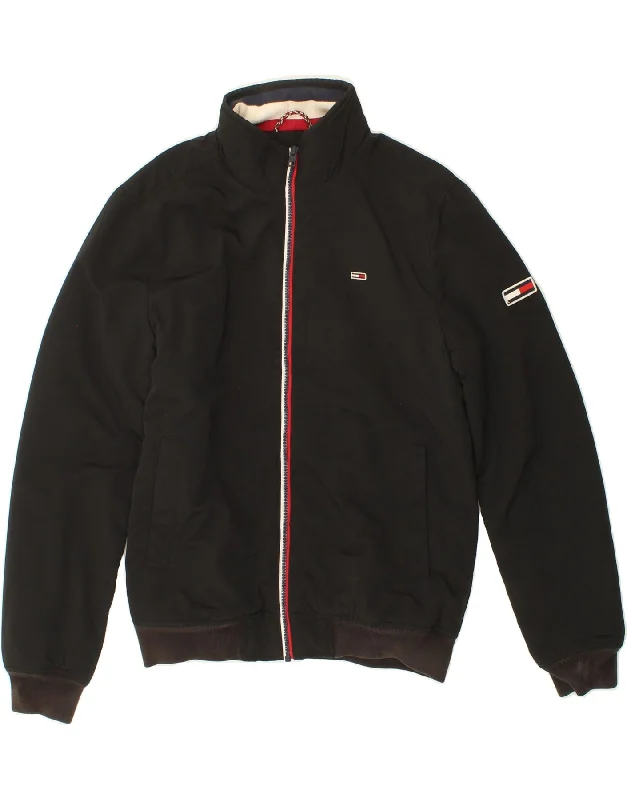 men's insulated rain jackets -TOMMY HILFIGER Mens Bomber Jacket UK 36 Small Black Cotton