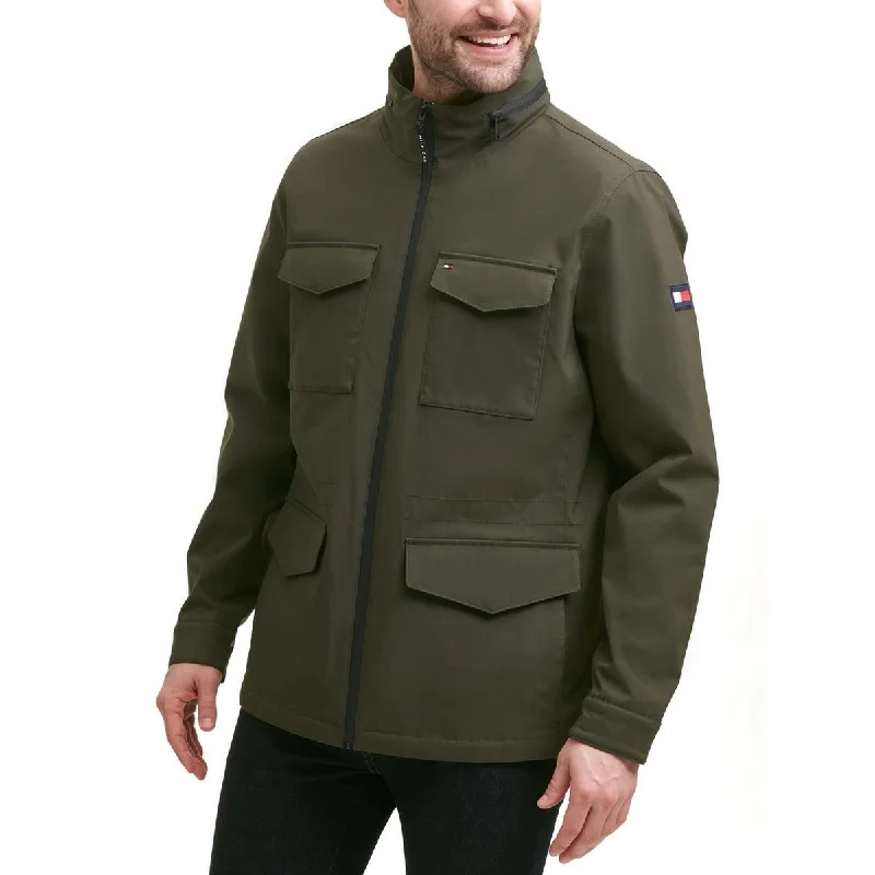 men's cargo jackets -Tommy Hilfiger Mens Lightweight Hooded Windbreaker Jacket