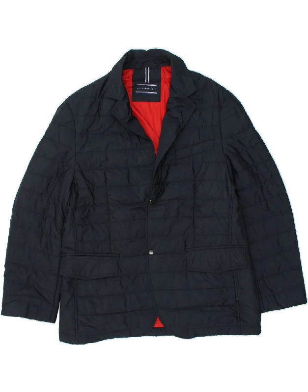 men's elegant jackets -TOMMY HILFIGER Mens Padded Jacket UK 36 Small Navy Blue Polyester