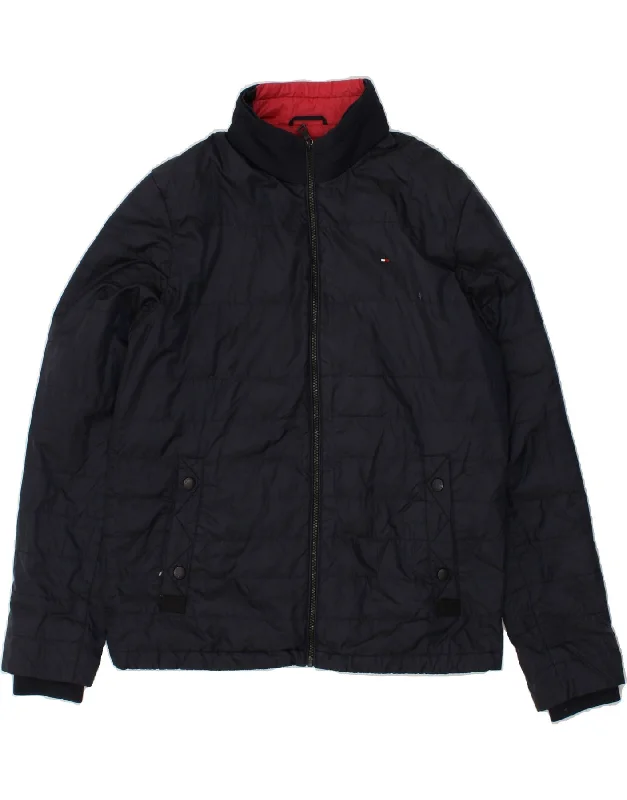 men's performance jackets for cold weather -TOMMY HILFIGER Mens Padded Jacket UK 40 Large Navy Blue Polyamide