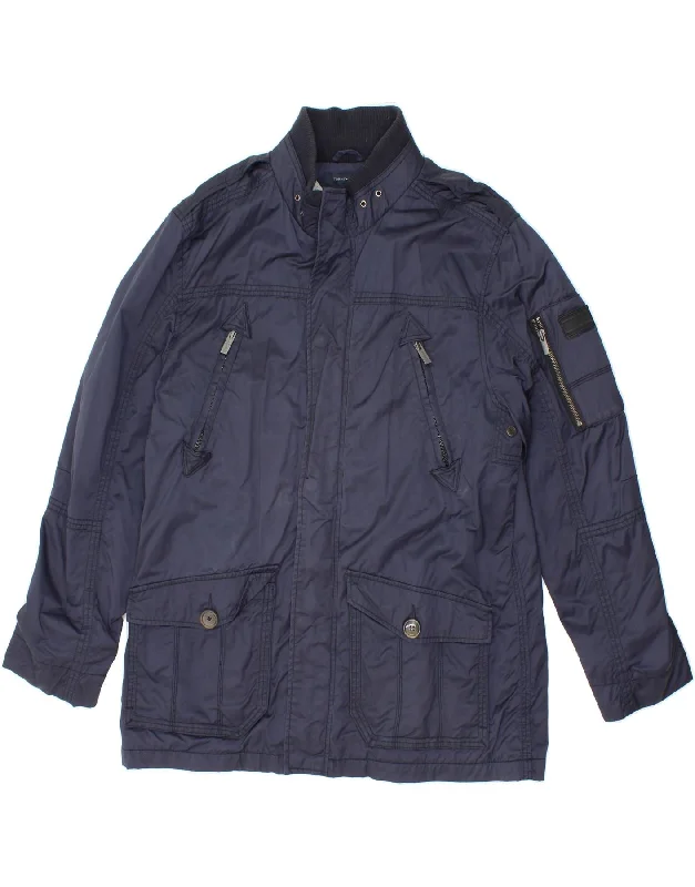 men's parkas for winter -TOMMY HILFIGER Mens Utility Jacket UK 42 XL Navy Blue Nylon