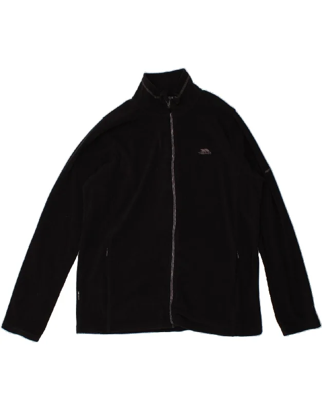 men's varsity jackets with patches -TRESPASS Mens Fleece Jacket UK 40 Large Black Polyester