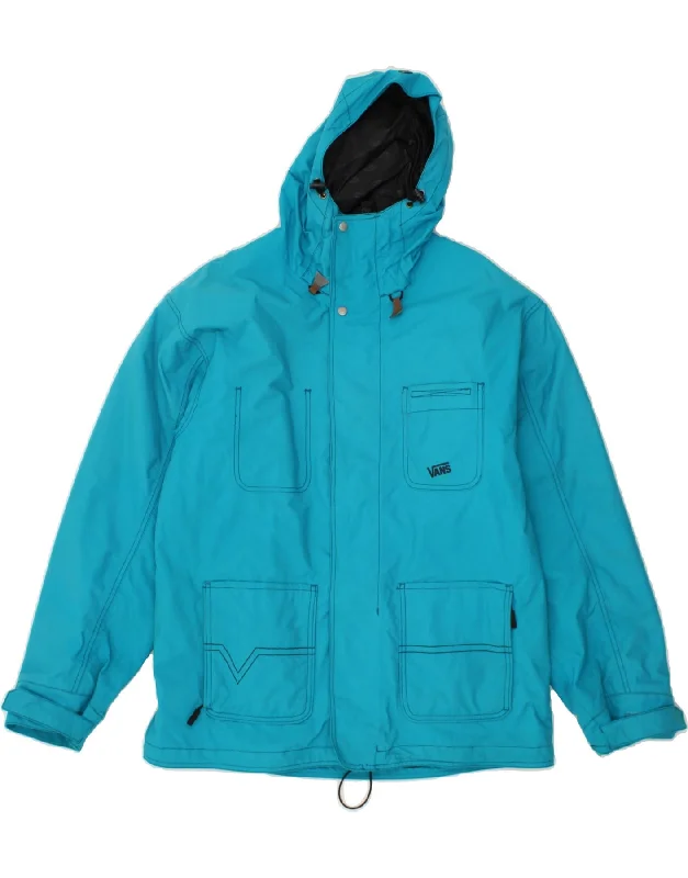 men's hooded bomber jackets -VANS Mens Hooded Rain Jacket UK 40 Large Blue Nylon