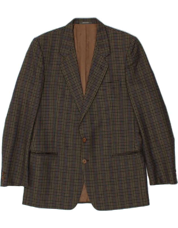 men's fleece jackets -VINTAGE Mens 2 Button Blazer Jacket IT 52 XL Multicoloured Houndstooth