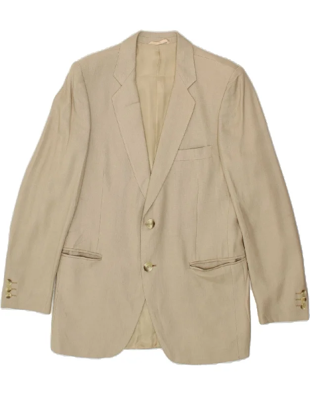 men's sporty jackets for running -VINTAGE Mens 2 Button Blazer Jacket UK 38 Medium Beige