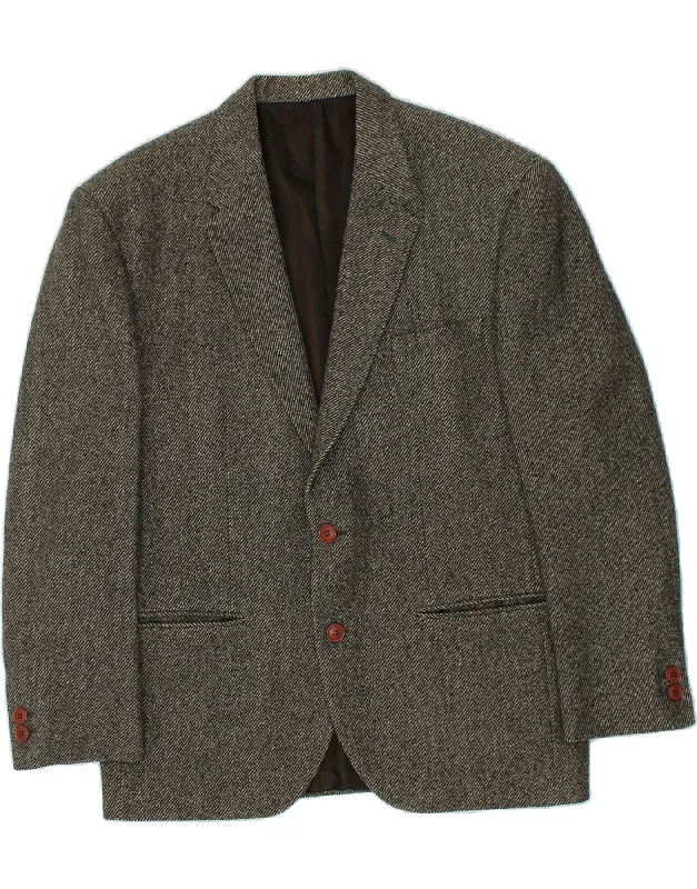 men's lightweight rain jackets -VINTAGE Mens 2 Button Blazer Jacket UK 38 Medium Grey Virgin Wool