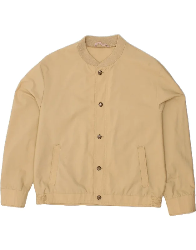 men's classic bomber jackets -VINTAGE Mens Bomber Jacket UK 38 Medium Beige Cotton