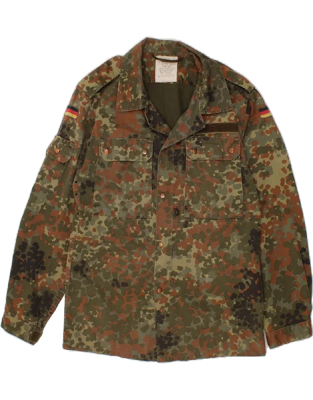 men's technical jackets -VINTAGE Mens Military Jacket UK 36 Small Green Camouflage Cotton