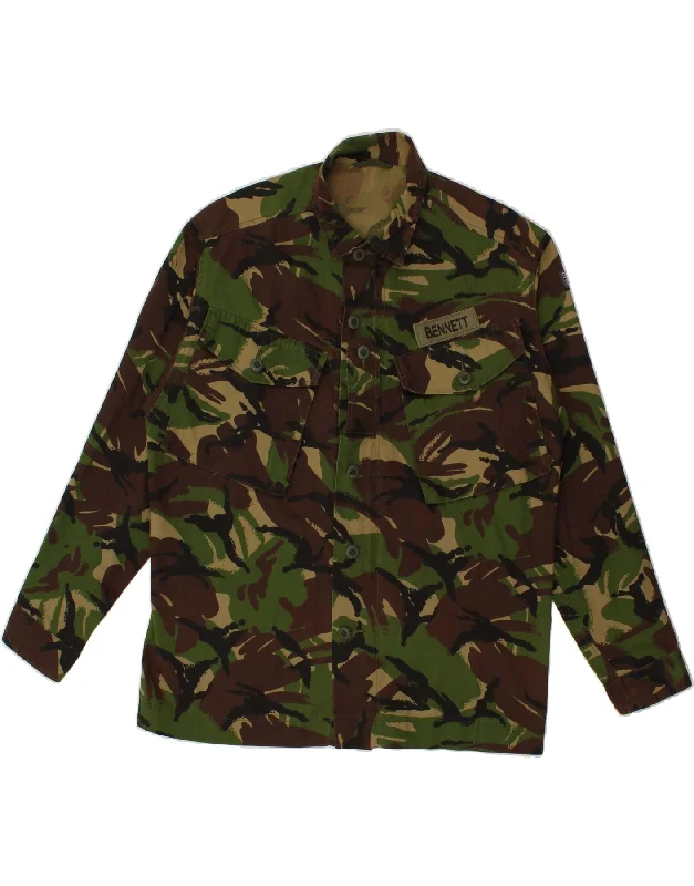 casual jackets for men -VINTAGE Mens Military Jacket UK 40 Large Green Camouflage Army