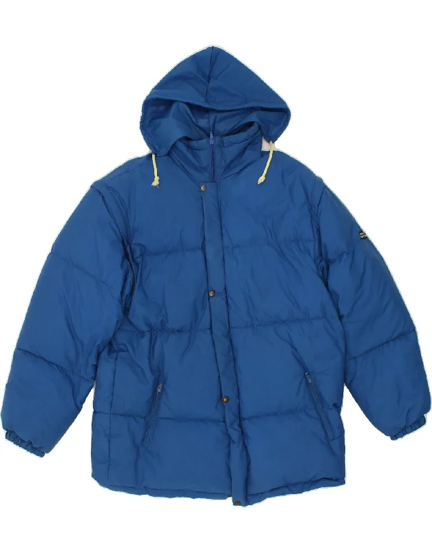 men's performance jackets for cold weather -VINTAGE Mens Padded Jacket UK 42 XL Blue Polyester