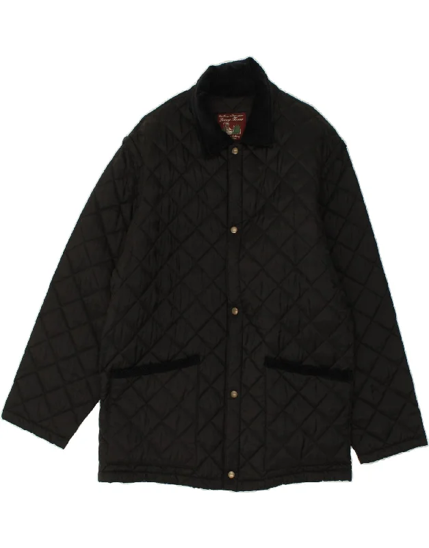 men's fleece jackets -VINTAGE Mens Quilted Jacket UK 44 2XL Black