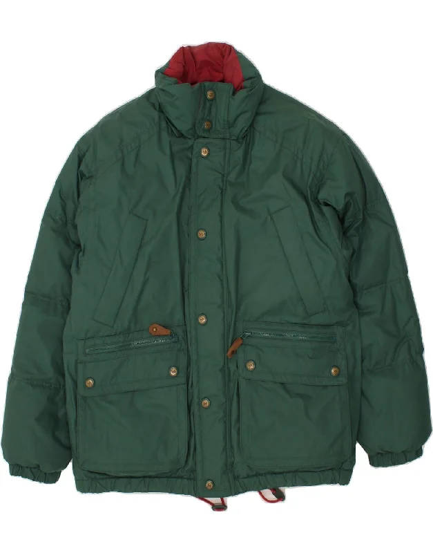 men's lightweight winter jackets -VINTAGE Mens Reversible Padded Jacket IT 52 XL Green Colourblock Polyester