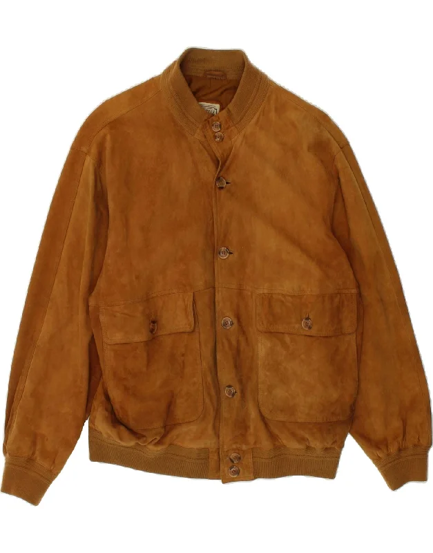 men's parka jackets for winter -VINTAGE Mens Suede Bomber Jacket IT 52 XL Brown Suede