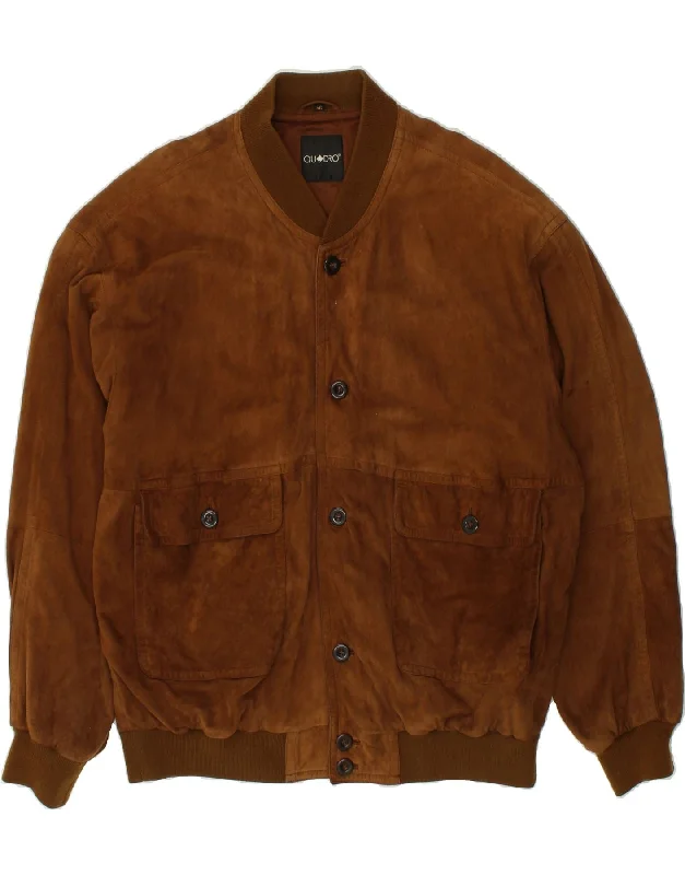 men's tailored jackets -VINTAGE Mens Suede Bomber Jacket IT 56 3XL Brown