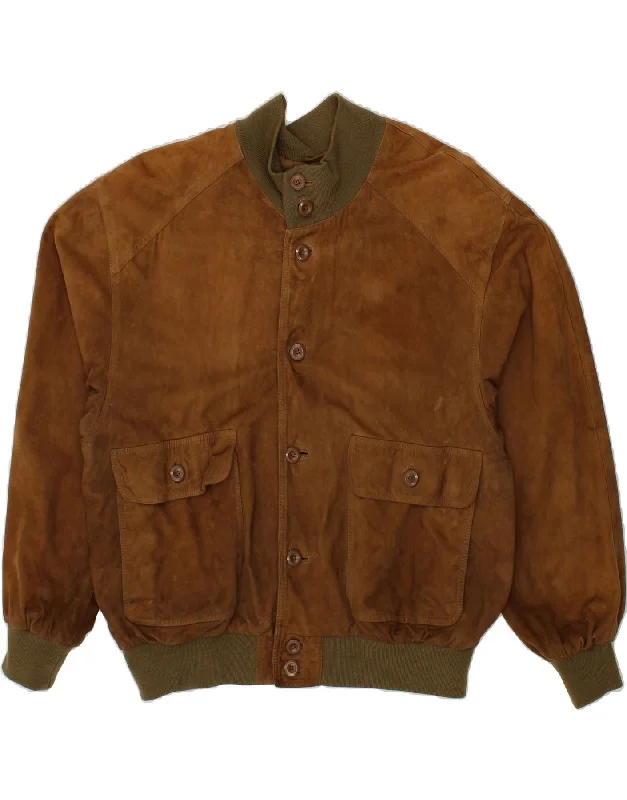 men's casual leather jackets -VINTAGE Mens Suede Jacket UK 42 XL Brown Leather