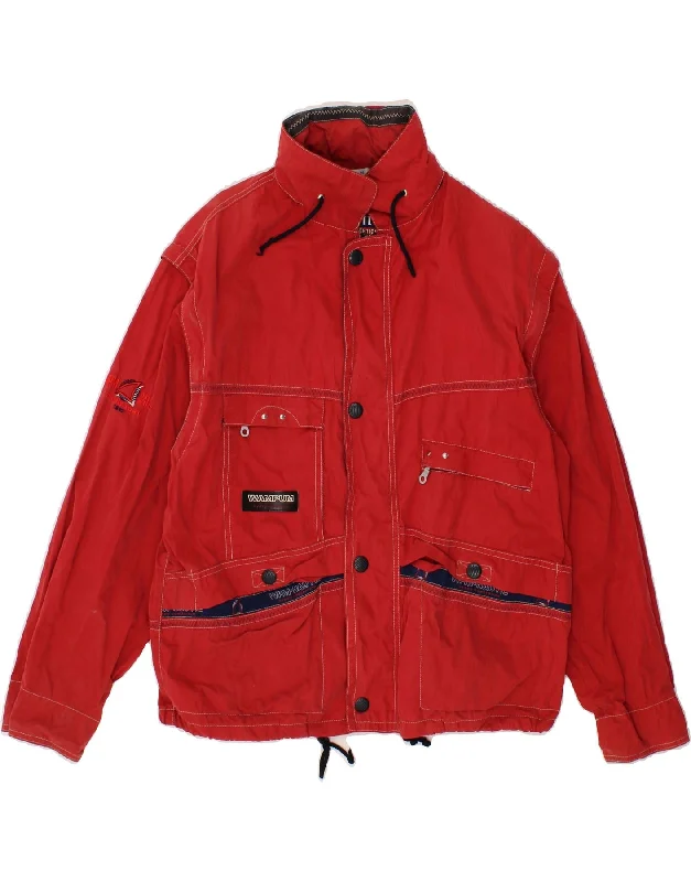 men's windbreakers -WAMPUM Mens Hooded Rain Jacket UK 38 Medium Red Nylon