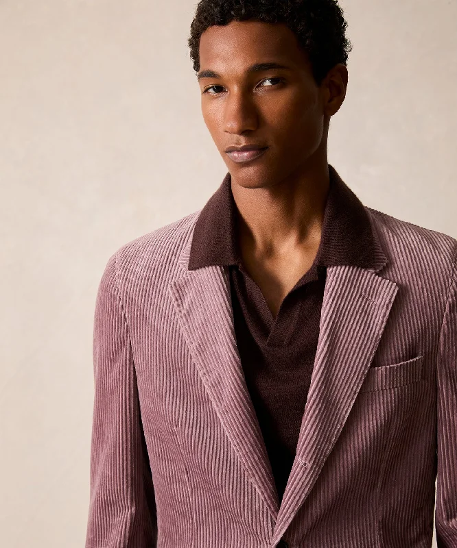 men's outdoor jackets -Italian Wide Wale Corduroy Madison Jacket in Mauve