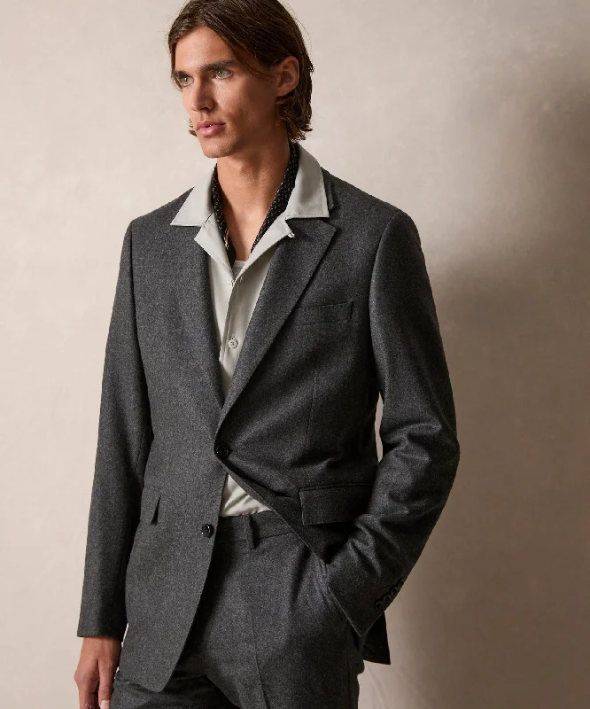 men's blazer jackets for weddings -Italian Flannel Sutton Jacket in Charcoal