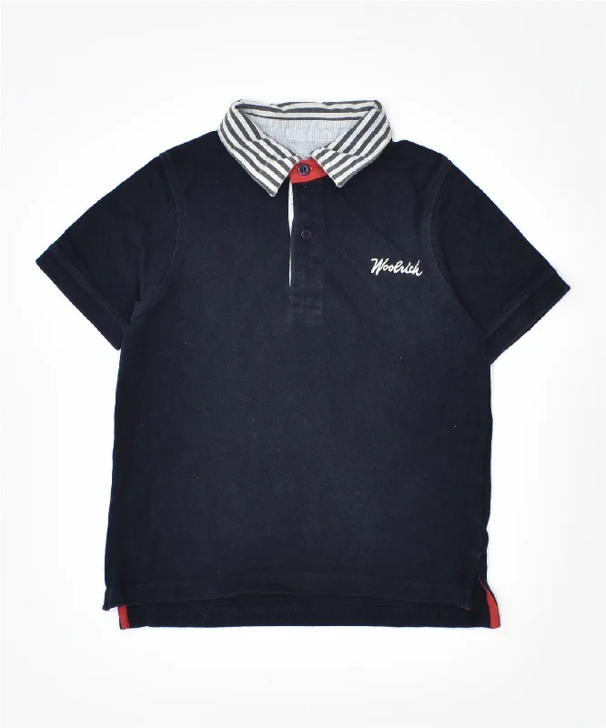 men's performance polo shirts -WOOLRICH Boys Polo Shirt 5-6 Years Navy Blue Cotton