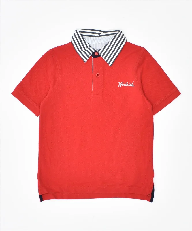 men's casual polo shirts for work -WOOLRICH Boys Polo Shirt 5-6 Years Red Cotton