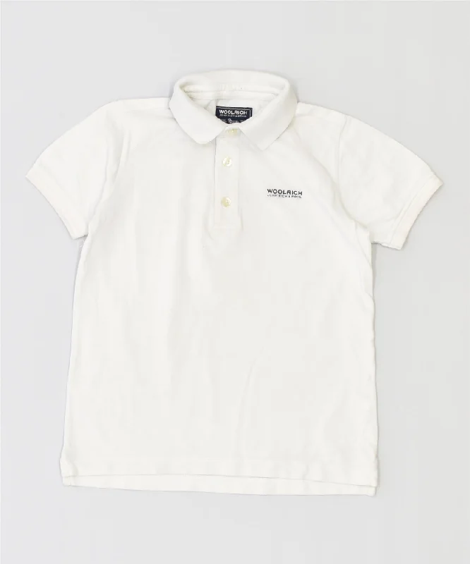 stylish long sleeve polo shirts -WOOLRICH Boys Polo Shirt 7-8 Years White Cotton