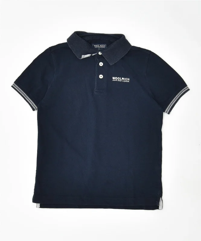 men's golf polo shirts with collars -WOOLRICH Boys Polo Shirt 9-10 Years Navy Blue Cotton