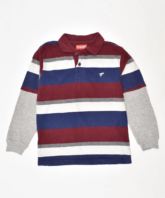 men's pique polo shirts -WRANGLER Boys Long Sleeve Polo Shirt 7-8 Years Medium Multicoloured