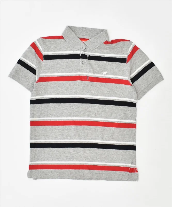 men's casual pique polo shirts -WRANGLER Boys Polo Shirt 10-11 Years Large Grey Striped Cotton