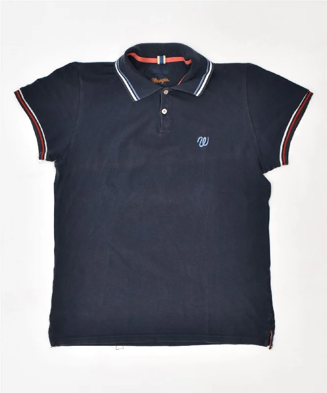 custom-fit polo shirts for men -WRANGLER Boys Polo Shirt 15-16 Years 2XL Navy Blue Cotton