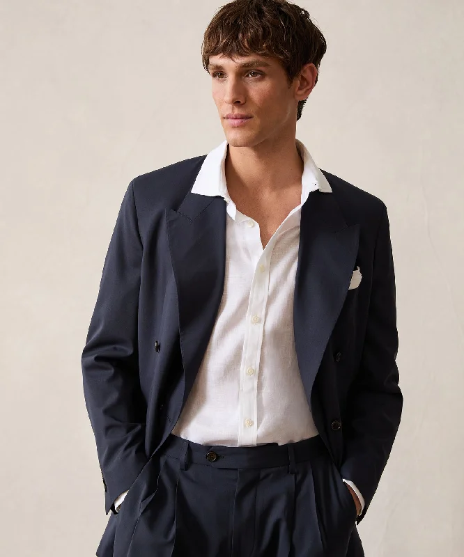 men's blazer jackets for work -Italian Tropical Wool Wythe Jacket in Navy