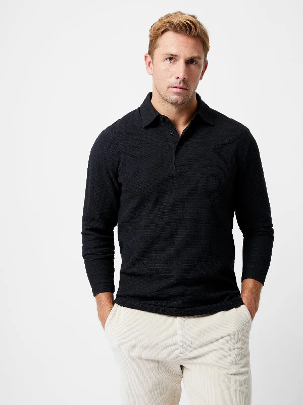 men's sport performance polo shirts -3 Button Knit Polo Shirt