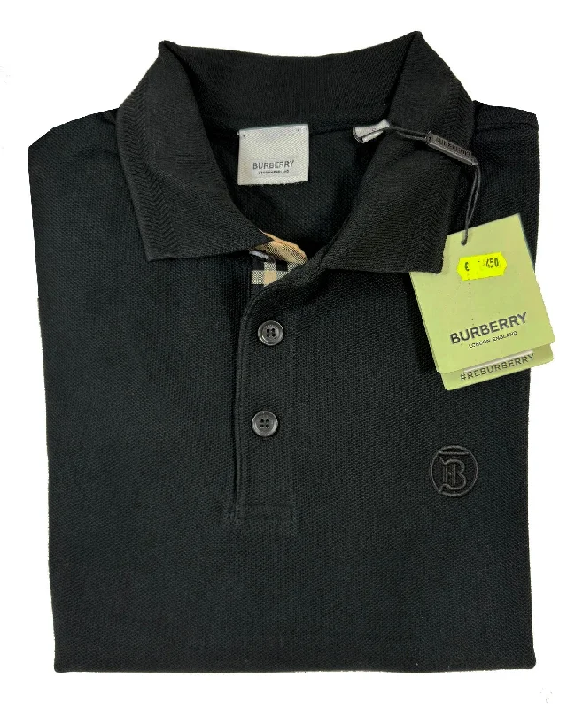 classic short sleeve polo shirts -Burberry Men Polo Shirt Eddie Black Cottontail  XL SALE